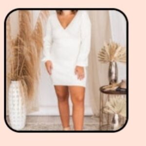 Pink Lily Ivory Wrap Sweater Dress